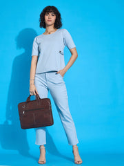 Women Pink Half Sleeves Top With Tapered Pants