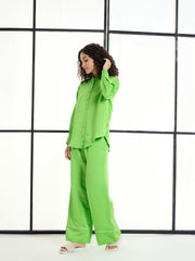 Women Satin Lounge Shirt With Pants