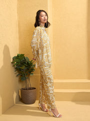 Women Yellow Cambric Floral Shirt With Pants