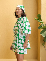 Pink Paprika By SASSAFRAS - Women Green Polka Dot Shirt with Shorts