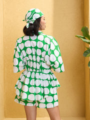 Pink Paprika By SASSAFRAS - Women Green Polka Dot Shirt with Shorts