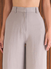Women Grey Waistcoat Top With Straight Pants