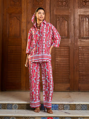 Women Red Floral Shirt With Pants