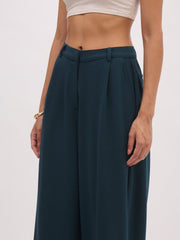 Women Emerald Green Button Top With Cross Pocket Pants