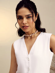 Women White Vest Top With Straight Pants