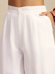 Women White Vest Top With Straight Pants