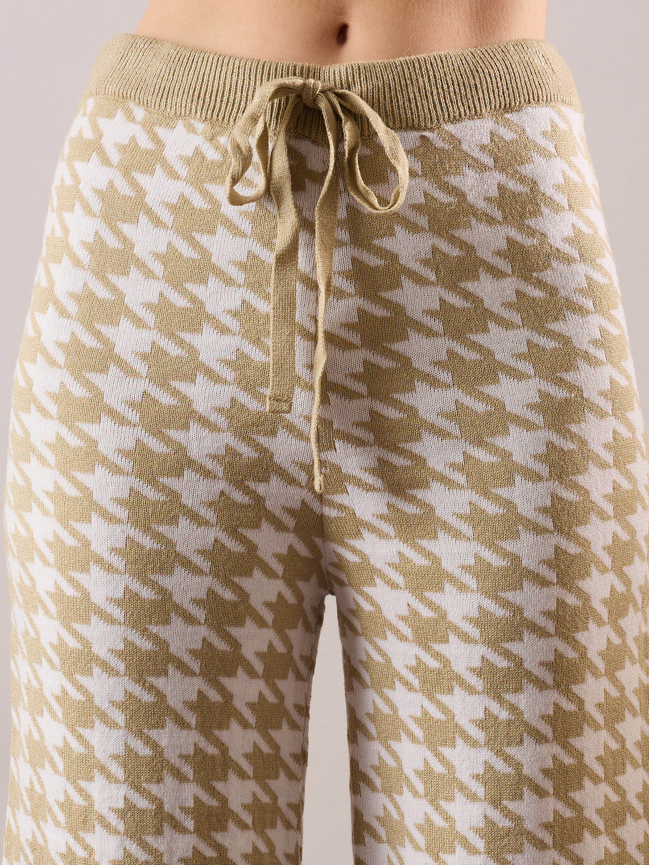 beige white houndstooth v neck sweater with joggers sassafras