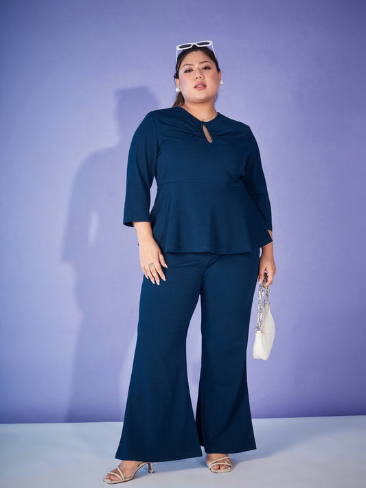 Sassafras Curve - Women Navy Blue Bell Bottom Pants Only