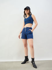 Blue Patch Pocket Drawstring Shorts SASSAFRAS BASICS