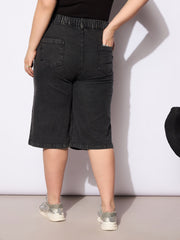 Women Black Denim Bermuda Shorts