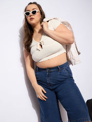 Women Navy Denim Bermuda Shorts