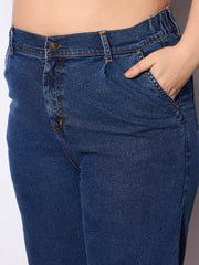 Women Navy Denim Bermuda Shorts