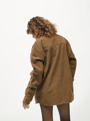 Women Brown Corduroy Oversized Shirt
