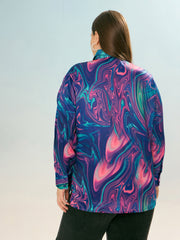 Women Blue Printed Regular Satin Shirt