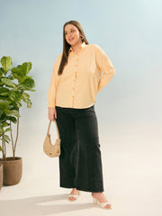 Women Yellow Stripes Poplin Regular Shirt