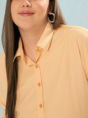 Women Yellow Stripes Poplin Regular Shirt