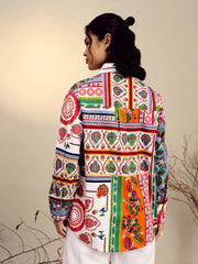 Women White Poplin Multi Patch Print Regular Shirt