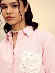 Women Pink Striped Regular Shirt