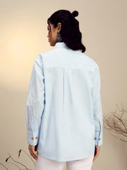 Women Blue Striped Regular Shirt