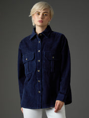 navy blue corduroy oversized shirt sassafras