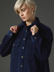 navy blue corduroy oversized shirt sassafras
