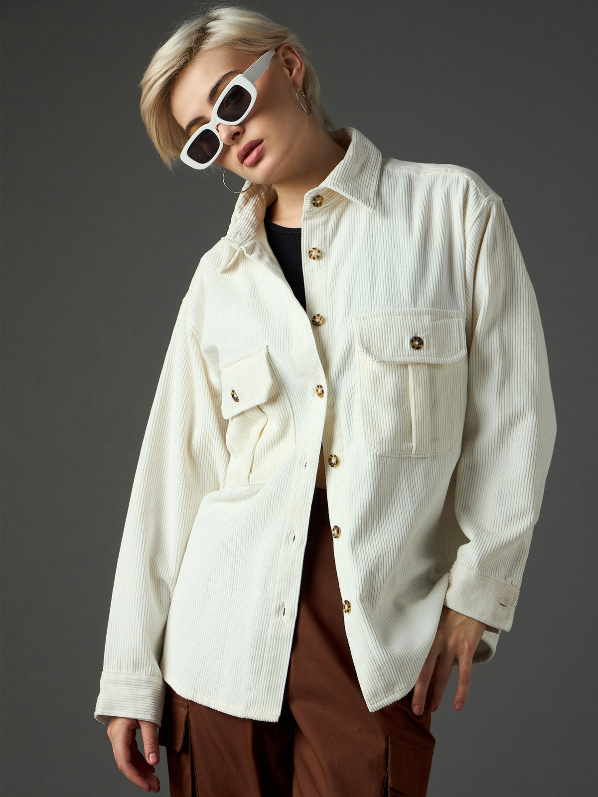 white corduroy oversized shirt sassafras