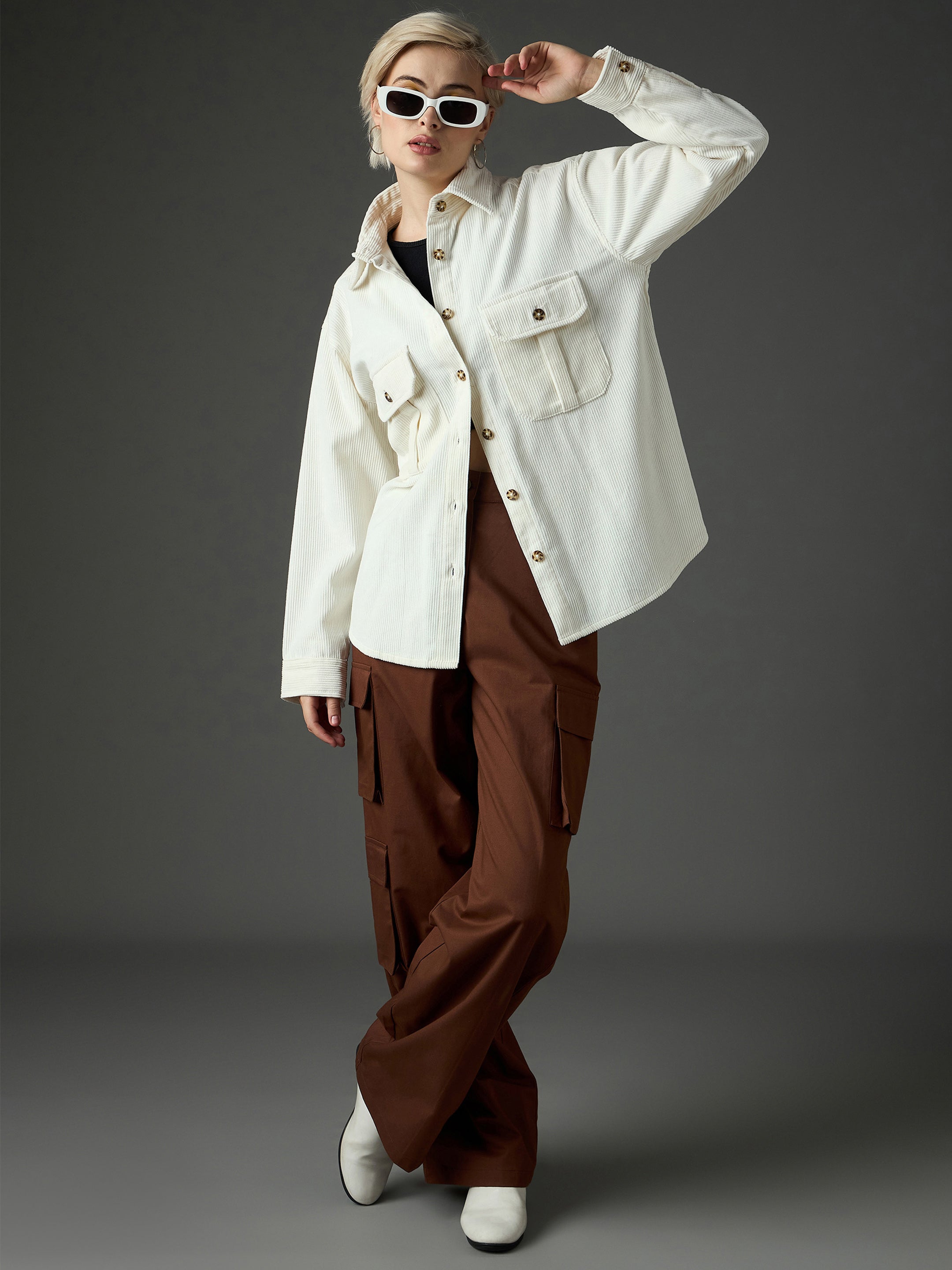 white corduroy oversized shirt sassafras