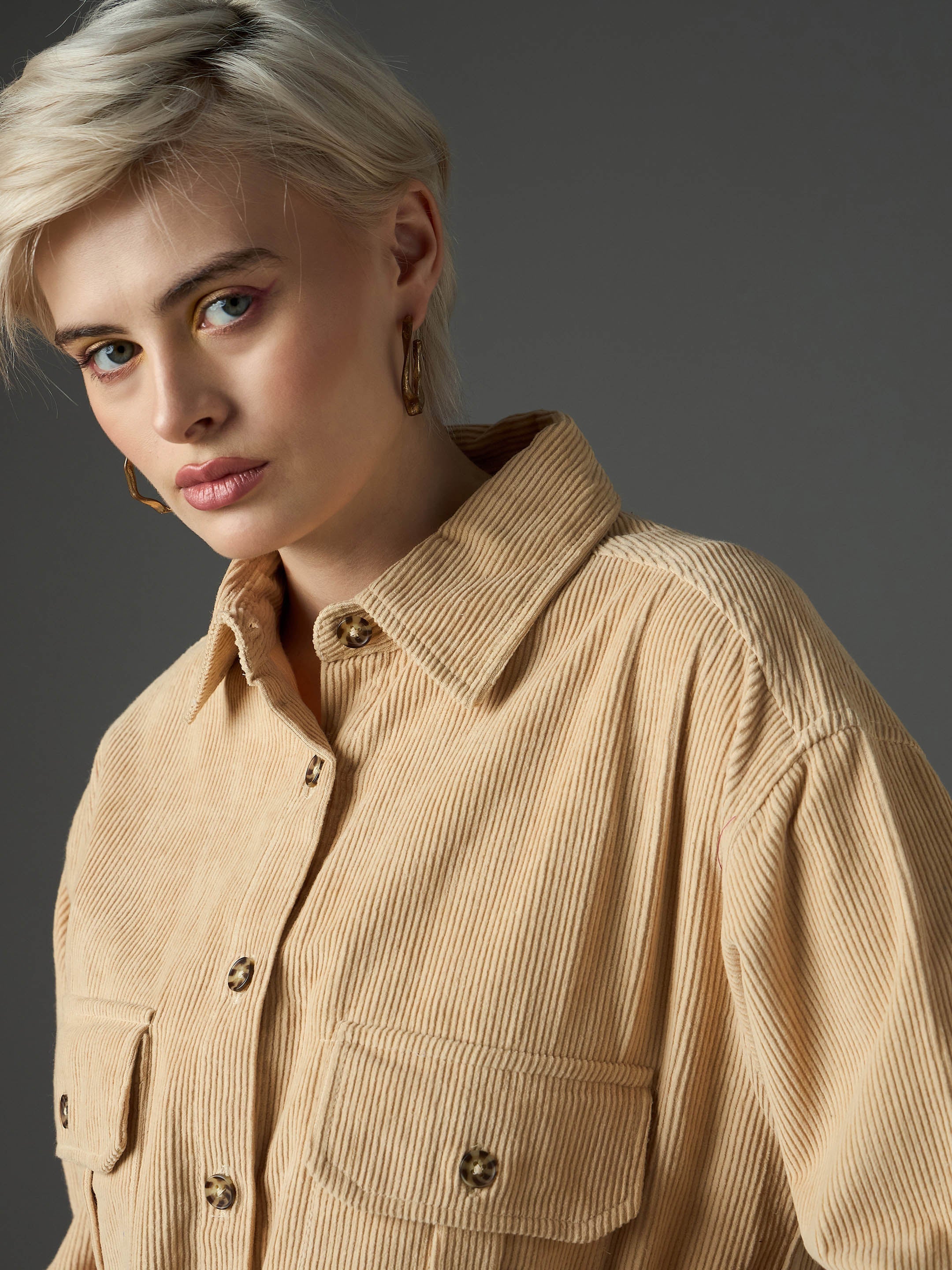 light beige corduroy oversized shirt sassafras