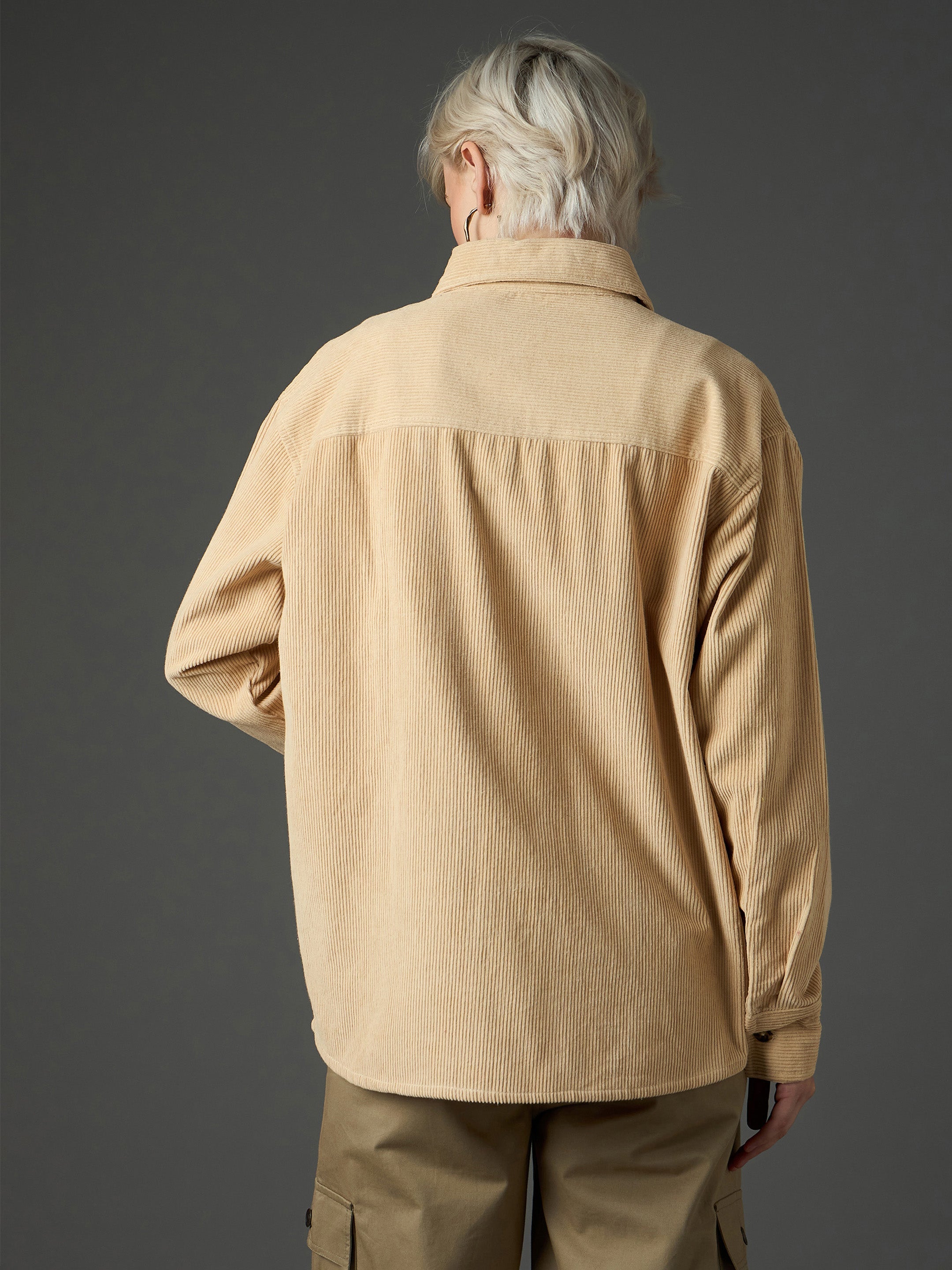 light beige corduroy oversized shirt sassafras