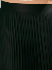 Women Black Accordion Pleated Skirt