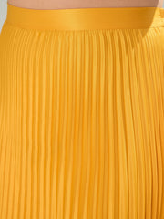 Women Mustard Accordion Pleated Skirt