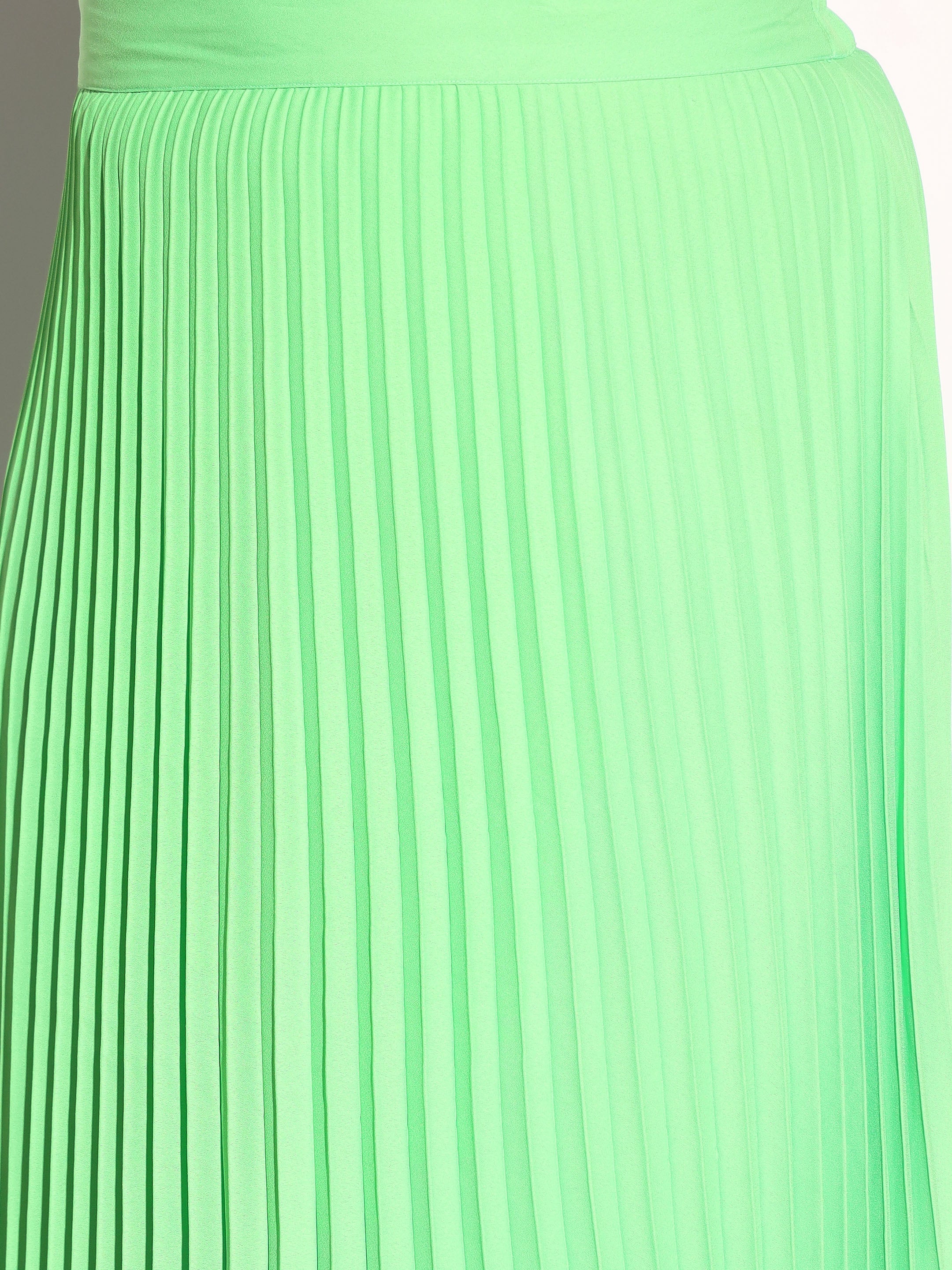 Neon Green Accordion Pleated Skirt SASSAFRAS Curve