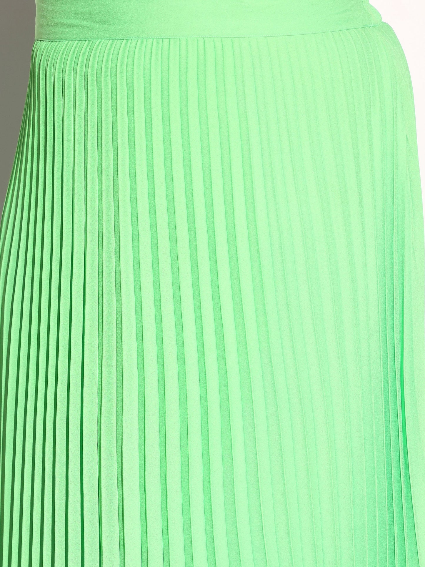 Neon Green Accordion Pleated Skirt SASSAFRAS Curve