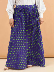 Women Purple Polka Dot Accordion Pleated Maxi Skirt
