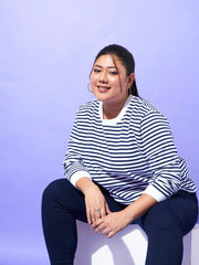 Women Striped Full Sleeves Sweater