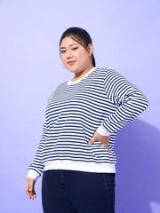 Women Striped Full Sleeves Sweater