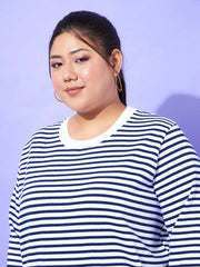 Women Striped Full Sleeves Sweater