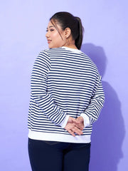 Women Striped Full Sleeves Sweater