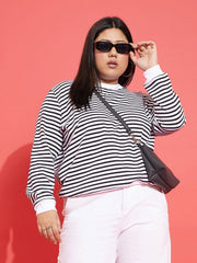 Women Striped Full Sleeves Sweater