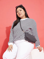 Women Striped Full Sleeves Sweater