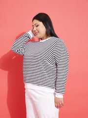Women Striped Full Sleeves Sweater
