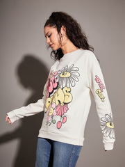 Sassafras - Women Off-White COOL PLANS Oversized Sweatshirt