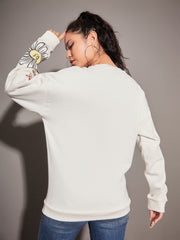 Sassafras - Women Off-White COOL PLANS Oversized Sweatshirt