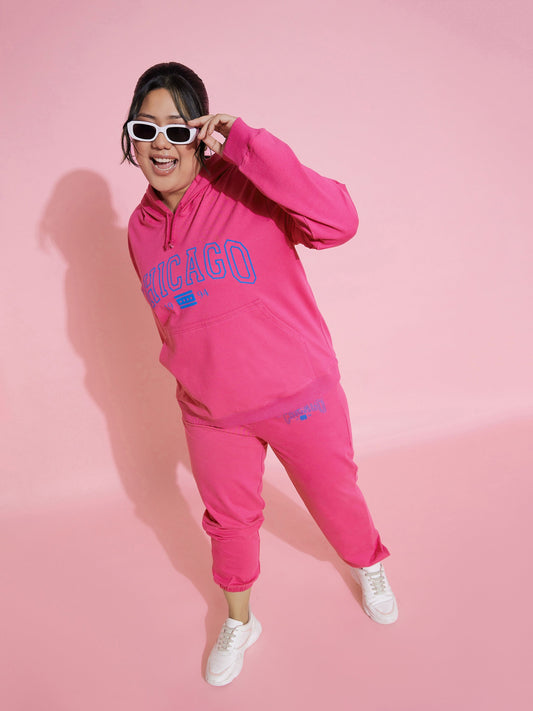 Women Pink CHICAGO Fleece Hoodie