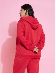 Women Red NEW YOKE Fleece Hoodie