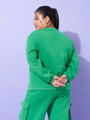 Women Green Fleece HAWAII Sweatshirt