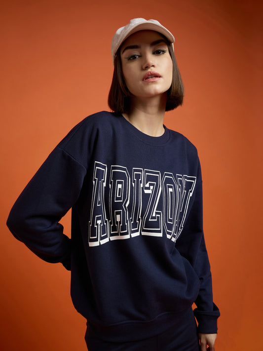 Women Navy Blue Terry ARIZONA Sweatshirt