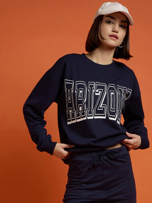 Women Navy Blue Terry ARIZONA Sweatshirt