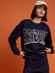 Women Navy Blue Terry ARIZONA Sweatshirt