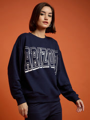 Women Navy Blue Terry ARIZONA Sweatshirt